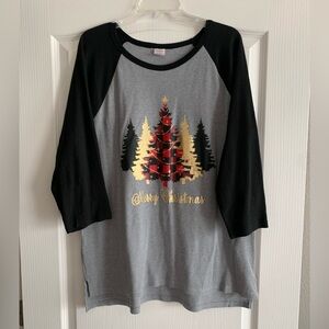 Christmas Tree Holiday Ragland blouse size XL